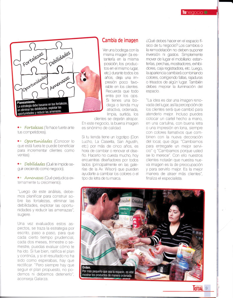 Nuestra actividad consiste en analizar y diagnosticar su negocio, micro, pequeña y mediana empresa a través de su propietario o gerente. Luego de obtener el diagnóstico podremos definir a ciencia cierta que estrategias aplicar para dar solución de manera inmediata y efectiva a las necesidades encontradas en el giro del negocio. Como ventaja comparativa es que somos especialistas y únicos en aplicar la última tendencia en el mercado como son las neurociencias y el NeuroMarketing para garantizar que usted esté por delante de su competencia. Otra ventaja que tienen los clientes que acceden a este asesoramiento es que aprenderán métodos completamente modernos para: Ahorrar dinero al máximo. Incremente las ventas. Fidelice a sus clientes. Atraiga más clientes. Haga publicidad gratis. Solicite una consulta completamente ¡GRATIS! (por tiempo limitado) CONTÁCTENOS/RECOMÍENDENOS: 322 6664 / 0999 200 479 MG_0001-800x1024